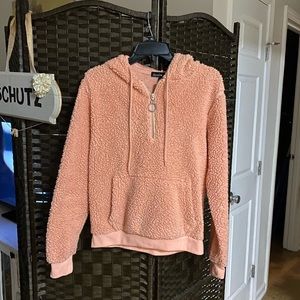Pink soft fleece zip up hoodie. Sz Med.